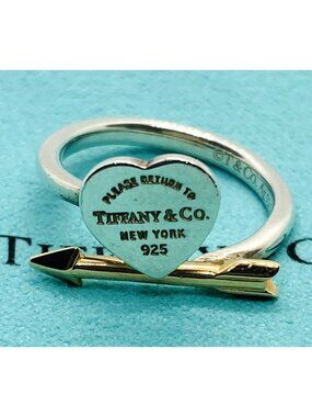 Tiffany & Co Love Struck Sterling Silver 925 18K Ring Size 6.75
